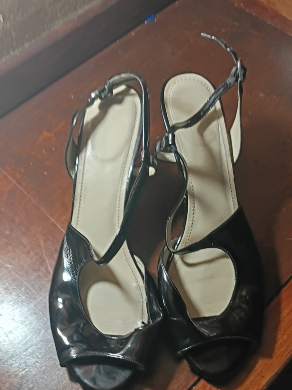 Naturalizer Black Patent Open-Toe Slingback Heels - Women